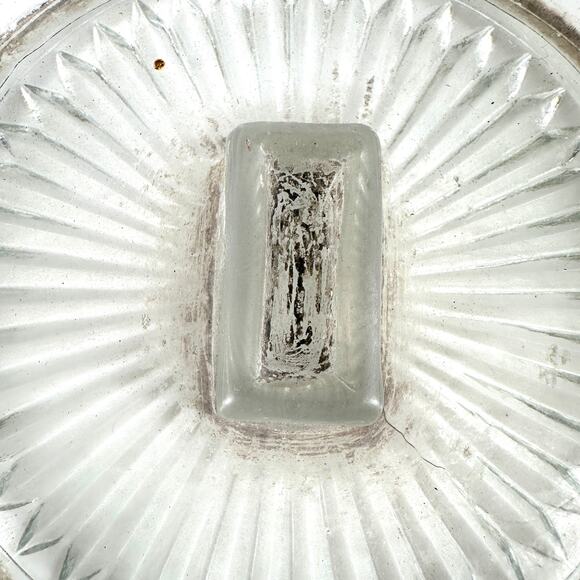 Vintage Clear Glass Ashtray Sunburst Pattern Mid Century 5.75" Round - Picture 3 of 6